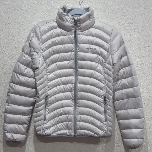 Marmot Women's Silver Puffer Jacket XS 600 Fill Duck Down - Picture 1 of 10